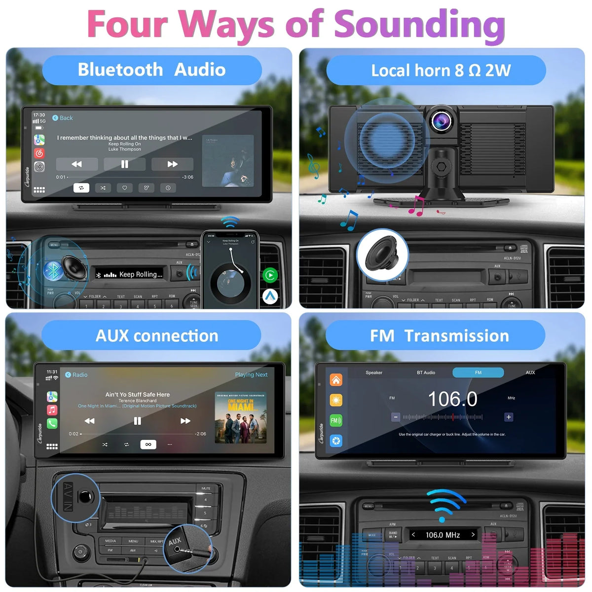 Carpuride Wireless Carplay Android Auto with 4K Front Dash Cam 1080P Rear Cam,10.26" HD IPS Touch