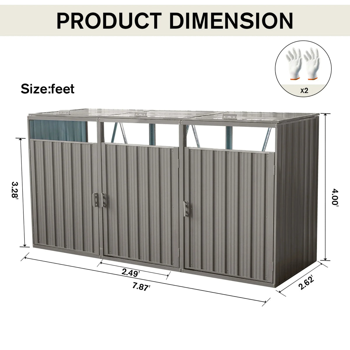 JXXRZ Metal Garbage Bin Shed for 2 Trash Cans with Lockable Doors and Lids,Galvanized Steel Garbage Bin Storage Shed for Garden Yard Lawn, Black