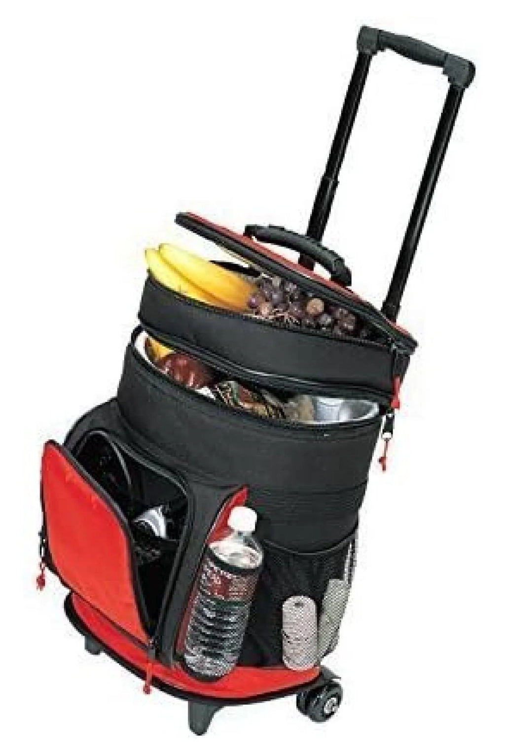 Travel Cooler on Wheels, Travel5.0 Deluxe Ripstop Rolling Cooler - RED, Beach Picnic Camping Cooler Bag with Compartments One Size