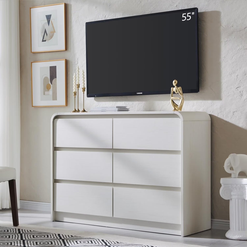 MIHOVER Modern 5 Drawer Vertical Dresser - 45'' Wood Storage Cabinet with Assembly, Chest of Drawers for Bedroom & Living Room