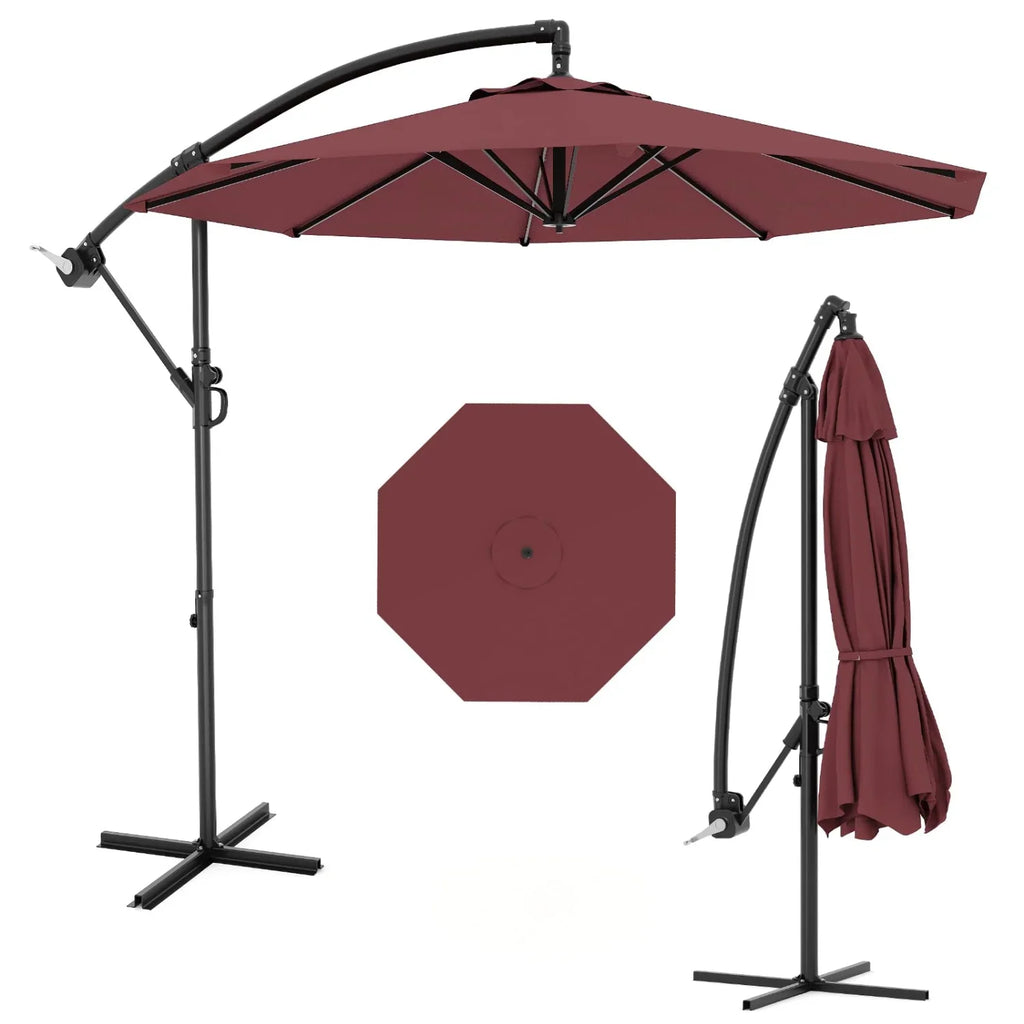 Emorefun Cantilever Umbrella, 10ft Heavy Duty Patio Umbrella with Easy Lift & Tilt Adjustment, Large Outdoor Umbrella for Deck Pool Garden Backyard, Navy Blue