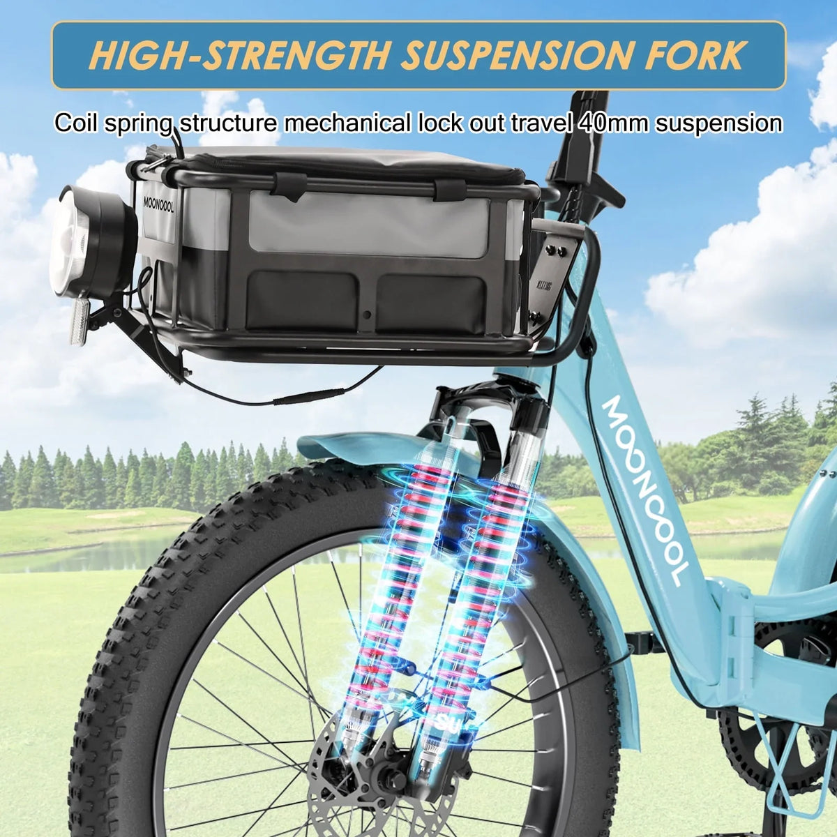 MOONCOOL TK1 Folding Electric Tricycle for Adults,48V 14.5Ah Removable battery, 500W"Peak 1000w"Motor, 20" Fat Tire Step-Thru 3Wheel Electric Bicycle w/Front&Rear Baskets, Certified to UL 2849 by SGS