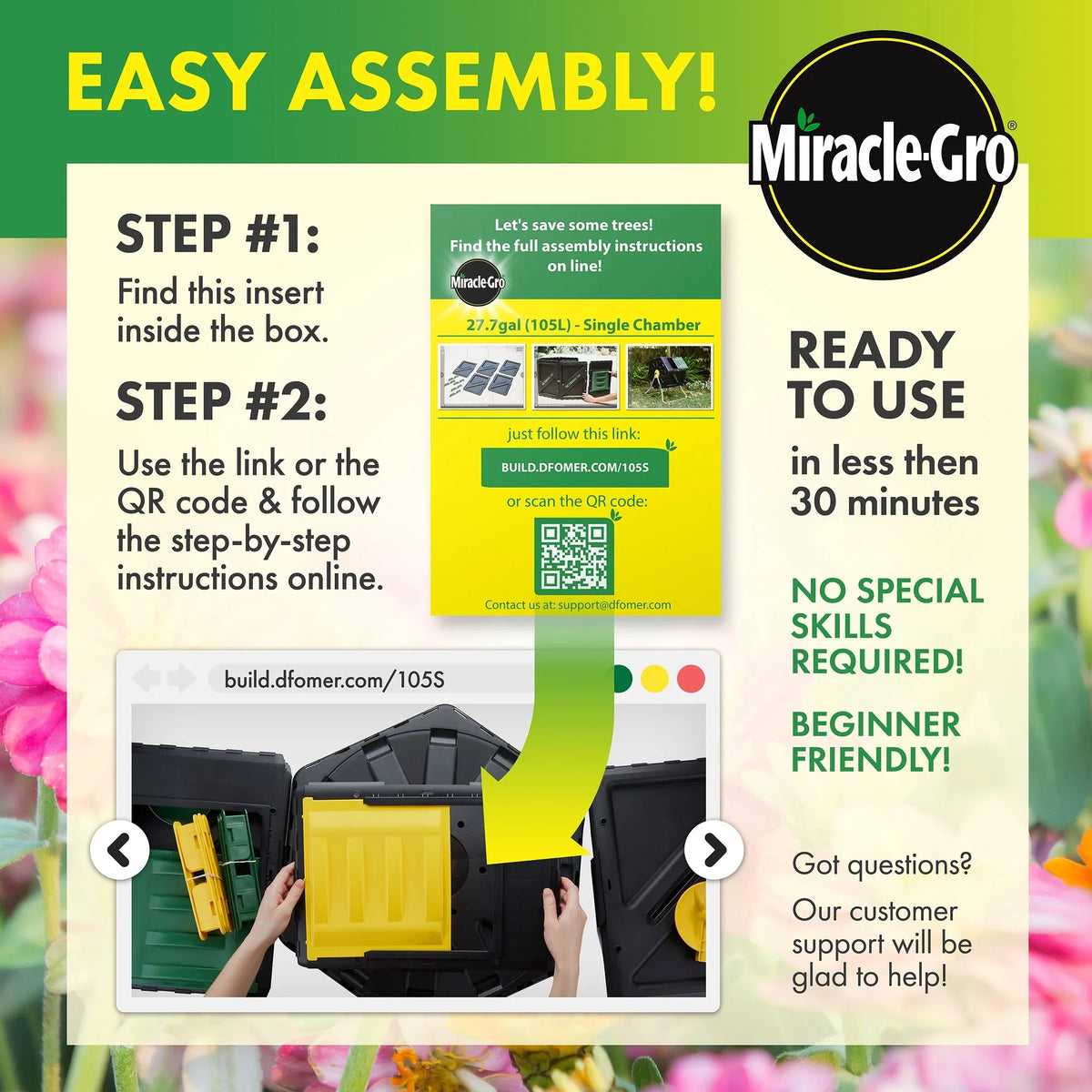 Miracle-Gro 27.7 Gal. Single Chamber Tumbling Composter