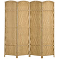 HOMCOM 4 Panel Room Divider Freestanding Folding Privacy Screen Nature Wood