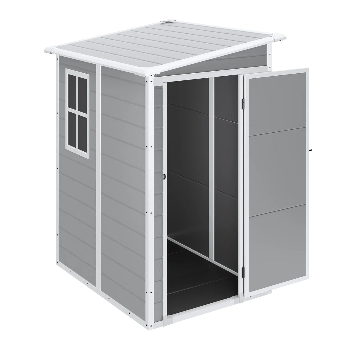 Syngar Outdoor Storage Shed with Lockable Doors, Dark Gray