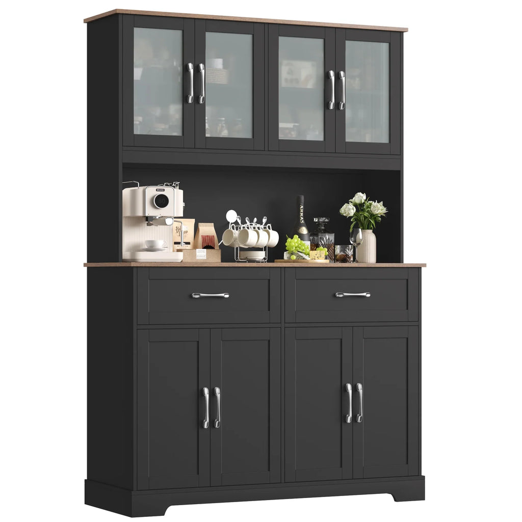 Homfa 71'' Tall 2 Drawer Kitchen Pantry Buffet Hutch, 4 Door Freestanding Cupboard Storage Cabinet, White
