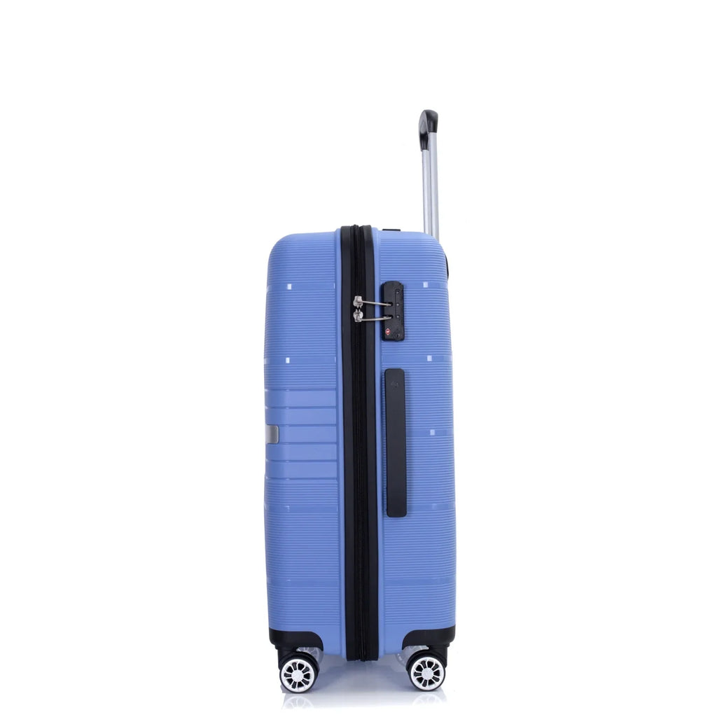 Lightweight PP Suitcase Sets with Spinner Wheels TSA Lock, Hardshell Luggage Sets for Travel Trips, 3-Piece Set (20in/24in/28in), Light Green
