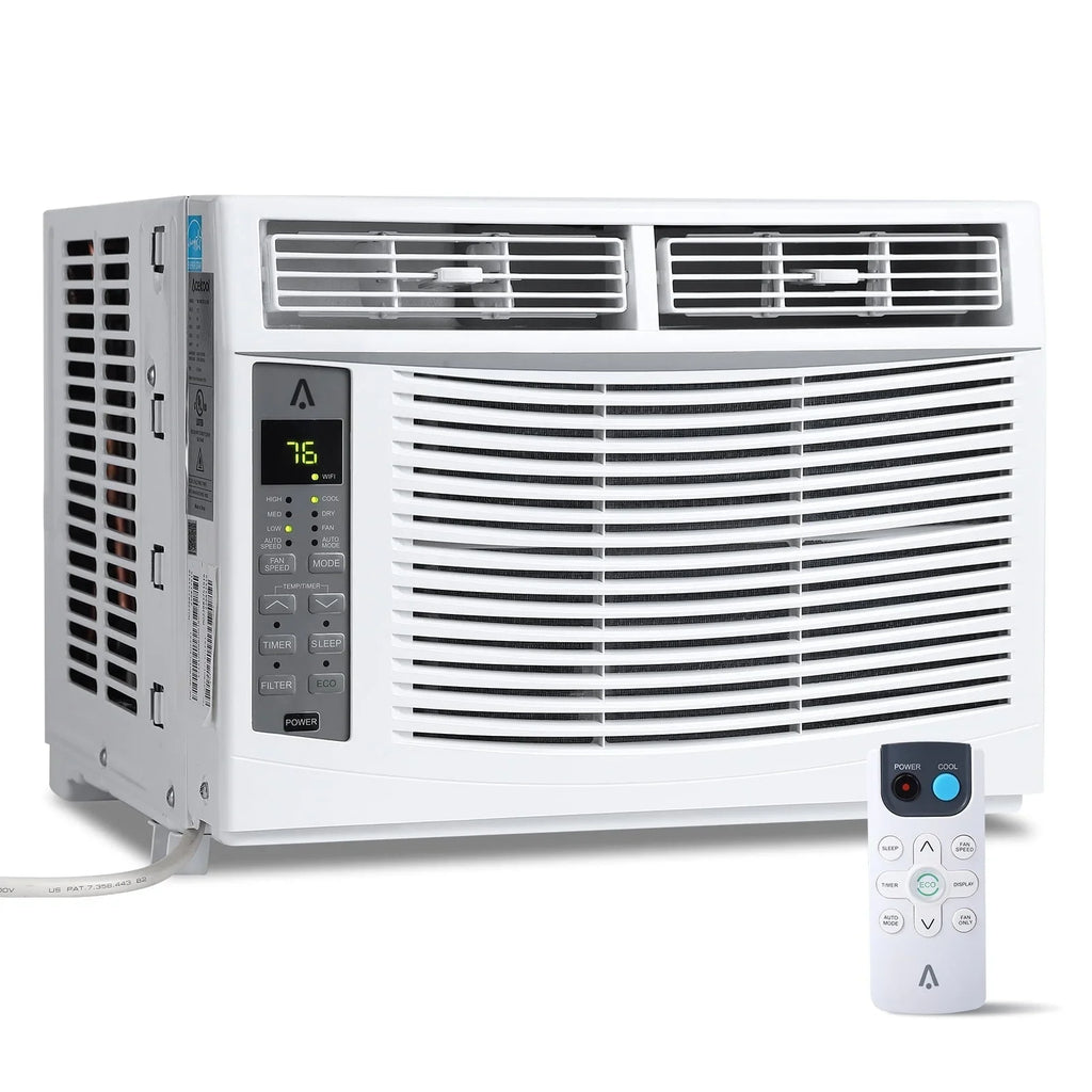 Lumiparty 6,000 BTU Window Air Conditioner, Cools 250 Sq.ft., Window AC Unit with Remote Control, Sleep Mode, Bedroom, Room, Office, White