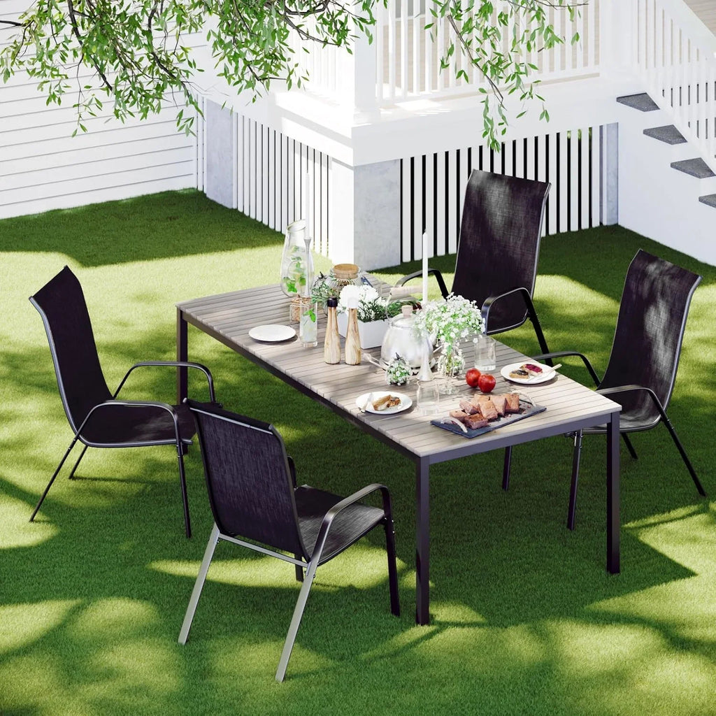 LAZY BUDDY Patio Chairs Set of 4, Stackable Outdoor Dining Chairs, Heavy Duty Breathable Chairs for Backyard, Garden, Lawn 330lbs