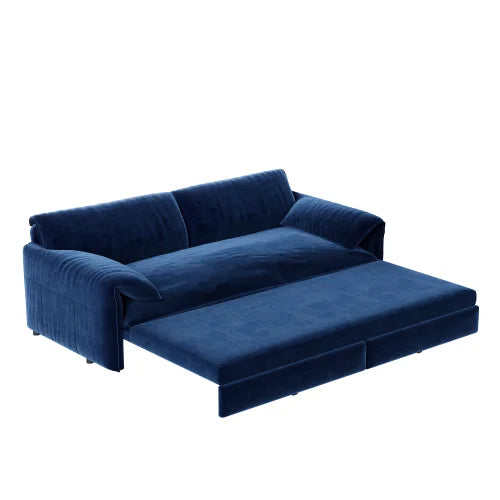 66" Queen Pull Out Sofa Bed, 3-in-1 Convertible Sleeper Sofa with Side Storage,Multi-Functional Velvet Loveseat Bed for Living Room,Bedroom