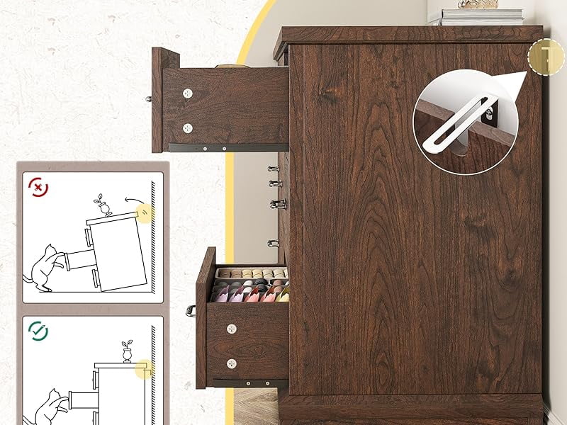 EnHomee Wood Dresser for Bedroom 9 Drawer Dressers&Chest of Drawers 63"L x 15.7"W x 31.5"H,Brown