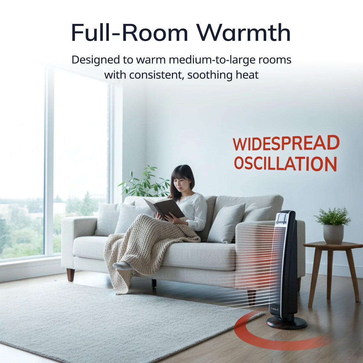 Lasko 29" 1500W Ceramic Tower Space Heater with Thermostat, Remote, Black, CT30754