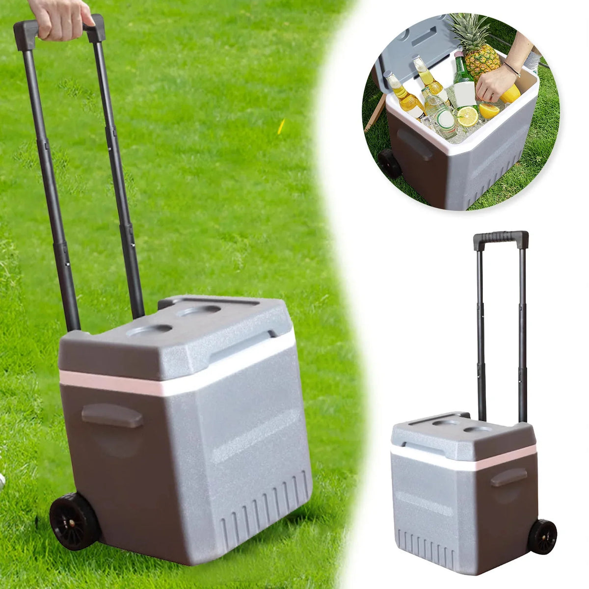 Hard Ice Chest Cooler With Wheels And Handle Portable Wheeled Coolers To Keep Food Fresh Or Drinks Insulated Container Classic Outdoor Storage