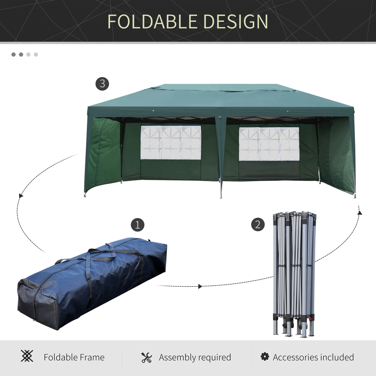 Outsunny 10' x 20' Pop Up Canopy Tent with 4 Sidewalls, Heavy Duty Tents for Parties, Outdoor Instant Gazebo with Carry Bag, for Outdoor, Garden, Patio, Blue