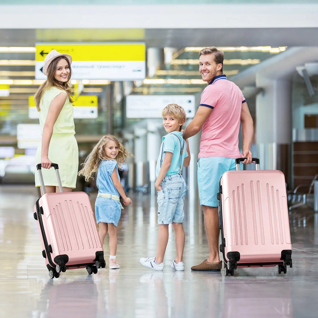 Red 3-Piece Hardshell Spinner Luggage Set (20in, 24in, 28in) - Large ABS Suitcase Set with 8 Wheels, Lightweight & Durable for Travel