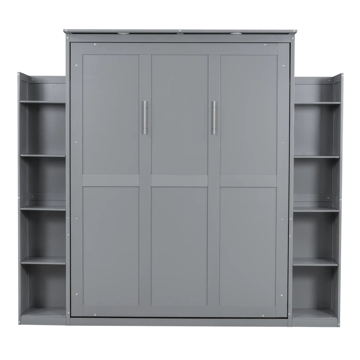 Harper & Bright Designs Full Size Murphy Bed with Shelves, Foldable Wall Bedframe w/Flexible Slats Support, Space-Saving Design, Can Be Folded Into Cabinet, White