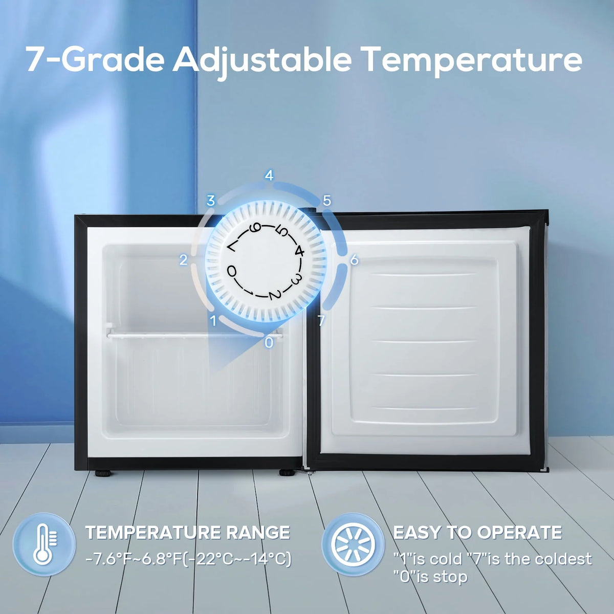 KNDKO Upright Freezer, 1.2cu.ft Mini Freezer with Adjustable Thermostat & Removable Shelves, Stand Up Freezer for Home/Office/Dorm, White