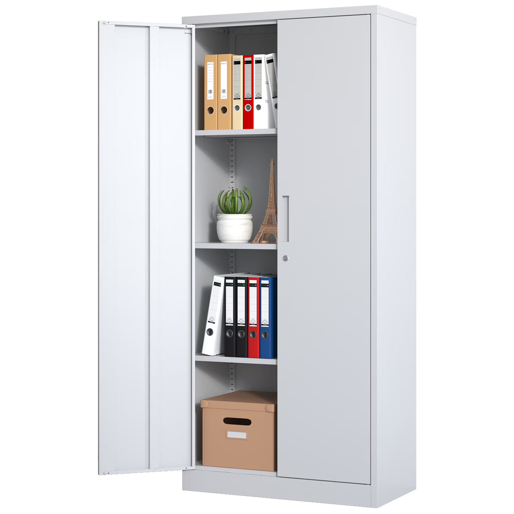 Garage Storage Cabinet with Doors and 4 Adjustable Shelves, Alvantor 72" Tall Metal Garage Cabinet, Lockable Tool Storage Cabinets for Garage, Home, Office Black