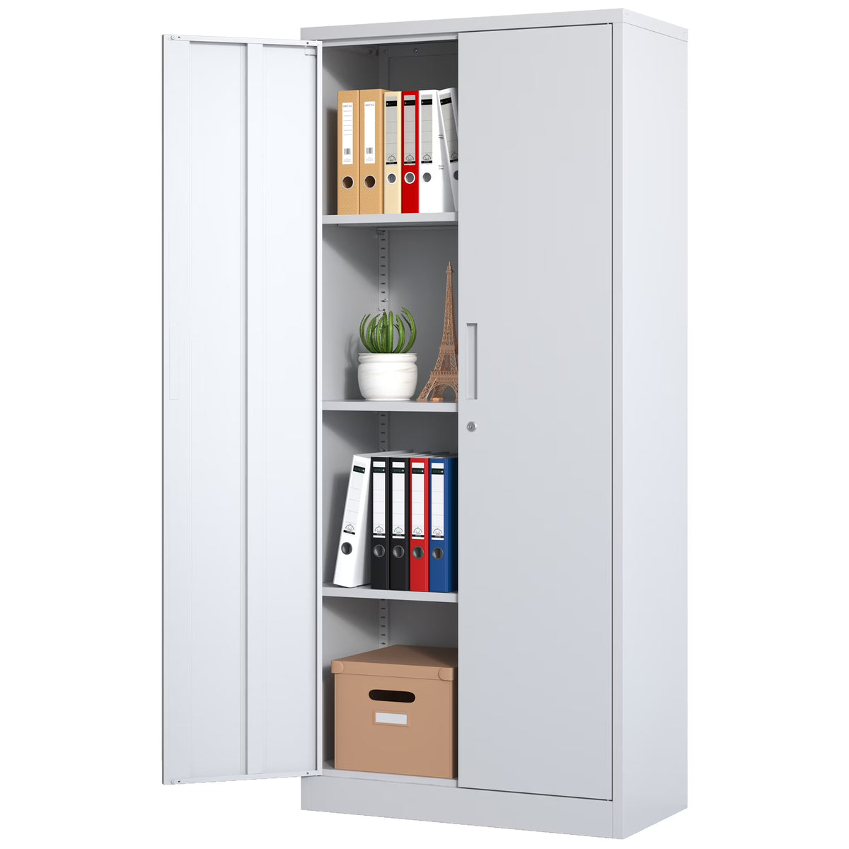 Garage Storage Cabinet with Doors and 4 Adjustable Shelves, Alvantor 72" Tall Metal Garage Cabinet, Lockable Tool Storage Cabinets for Garage, Home, Office Black