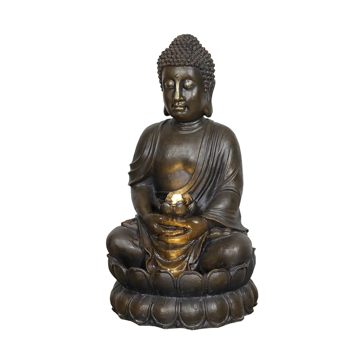 33" H Buddha Outdoor Water Fountain with LED Lights and Pump,Zen Style Relaxing Garden Fountain Waterfall for Patio, Porch and Yard Decor