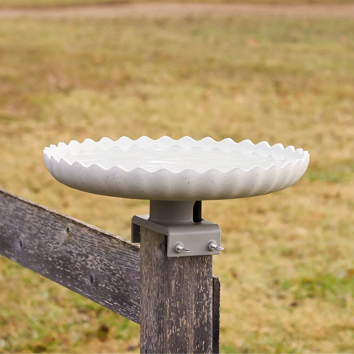 Farm Innovators Outdoor Heated Bird Bath, 120W Stone Birdbath w/ Deck Mount