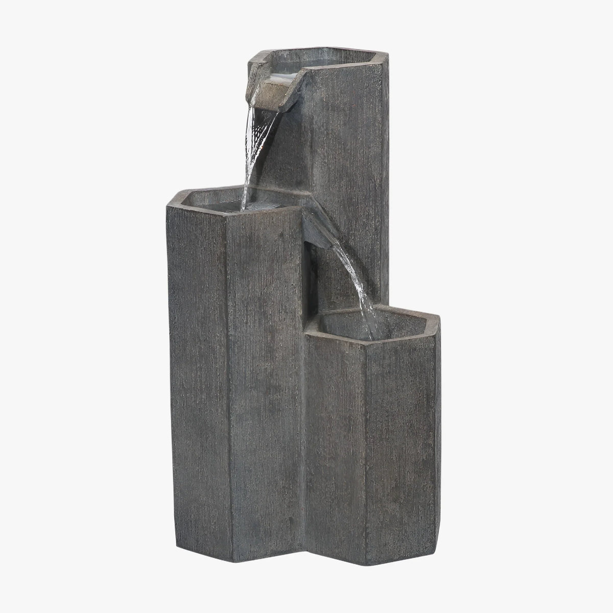 Alpine Corporation 25" Tall Modern 3-Tier Fountain for Indoor / Outdoor Yard Decor with LED Light