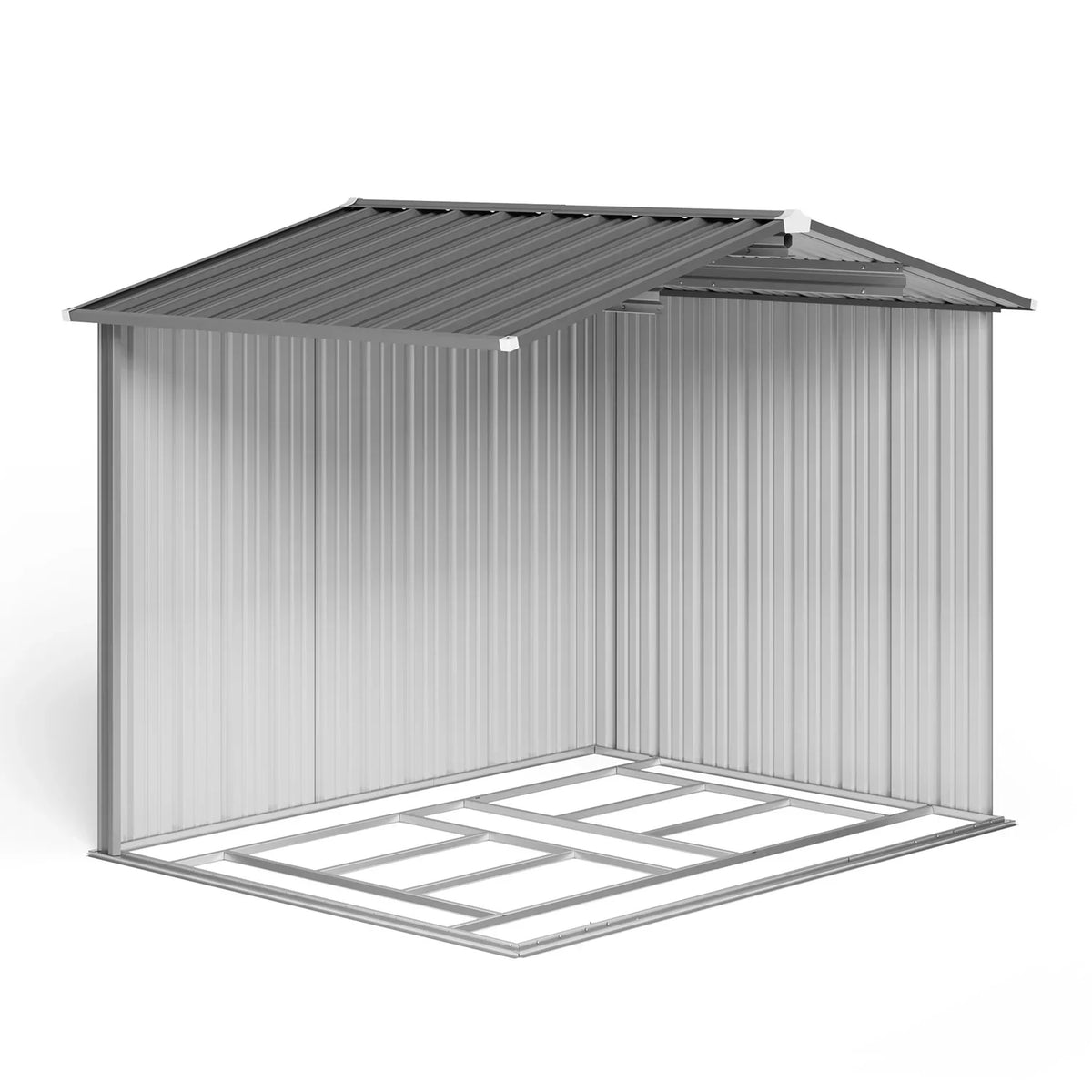 Asofer Outdoor Storage Shed 8 x 6 FT, Galvanized Metal Garden Shed with Double Lockable Doors for Backyard Patio Lawn-Green