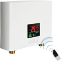 Mini Electric Tankless Water Heater 3000W 110V Constant Temperature Instant Hot Water Heater with Remote Control Digital Display On Demand Hot Water Heater-White