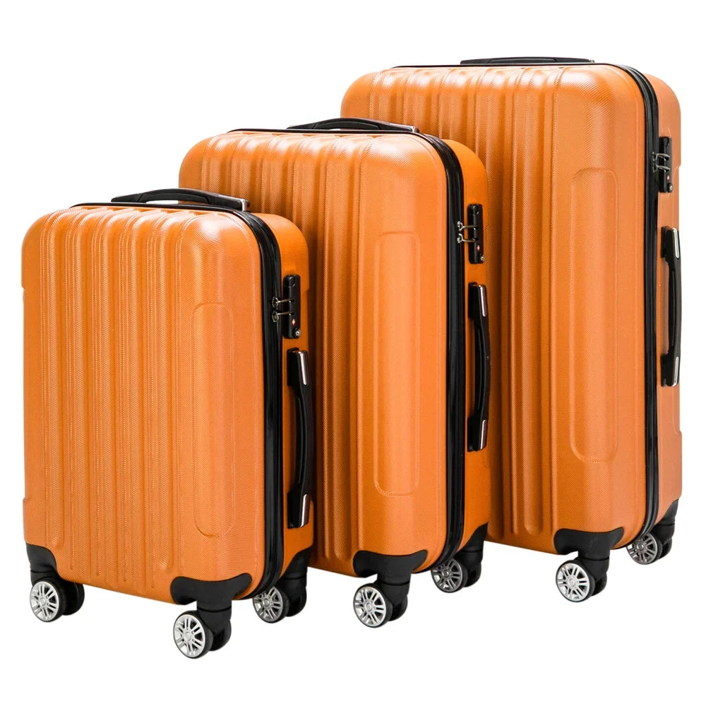 Red 3-Piece Hardshell Spinner Luggage Set (20in, 24in, 28in) - Large ABS Suitcase Set with 8 Wheels, Lightweight & Durable for Travel