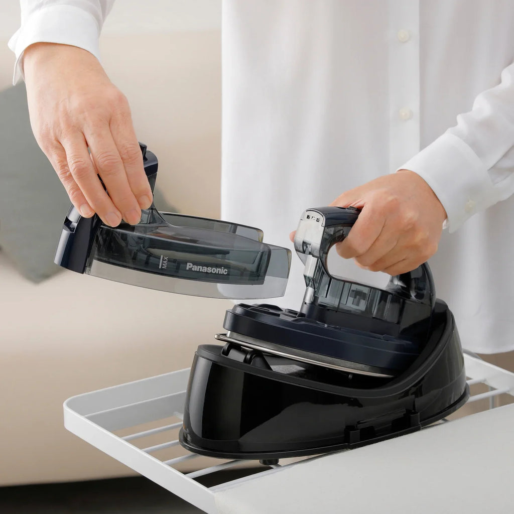 Panasonic NI-WL700A Cordless Steam/Dry Iron, 1500W Wide Stainless Steel Plate, Blue