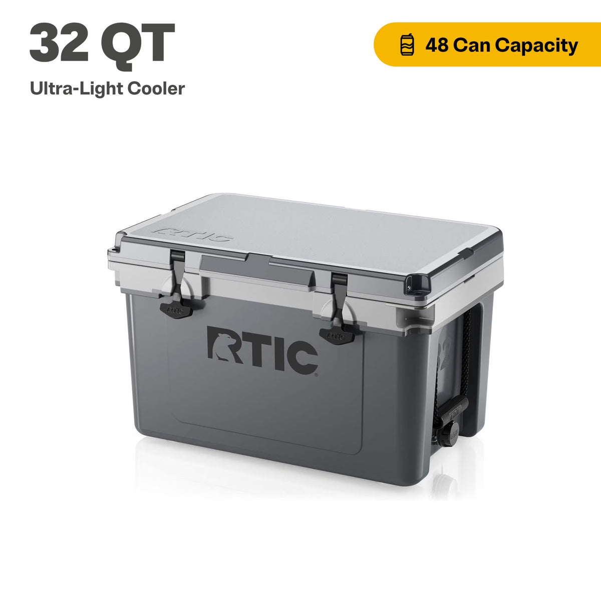 RTIC 32 QT Ultra-Light Hard-Sided Ice Chest Cooler, Fits 48 Cans, Dark Grey & Cool Grey