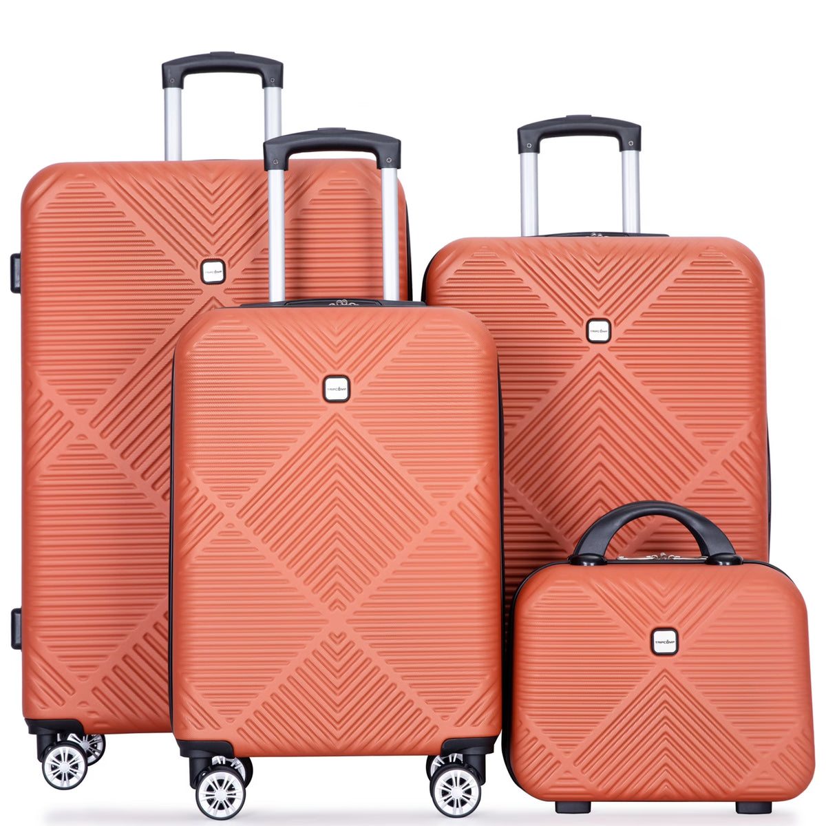 Tripcomp Luggage Sets 4 Piece Suitcase Set (14/20/24/28)Hardside Suitcase with Spinner Wheels Lightweight Carry on Luggage(Black)