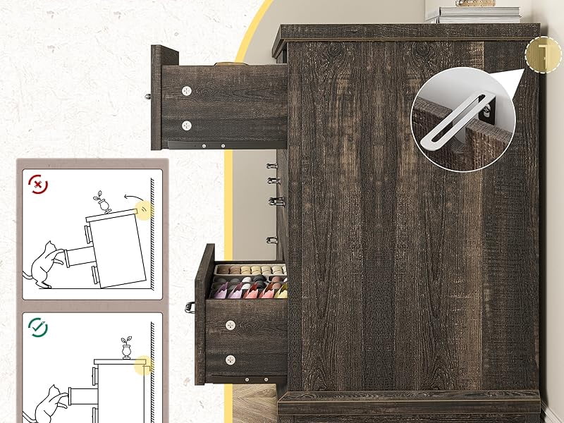 EnHomee Wood Dresser for Bedroom 9 Drawer Dressers&Chest of Drawers 63"L x 15.7"W x 31.5"H,Brown