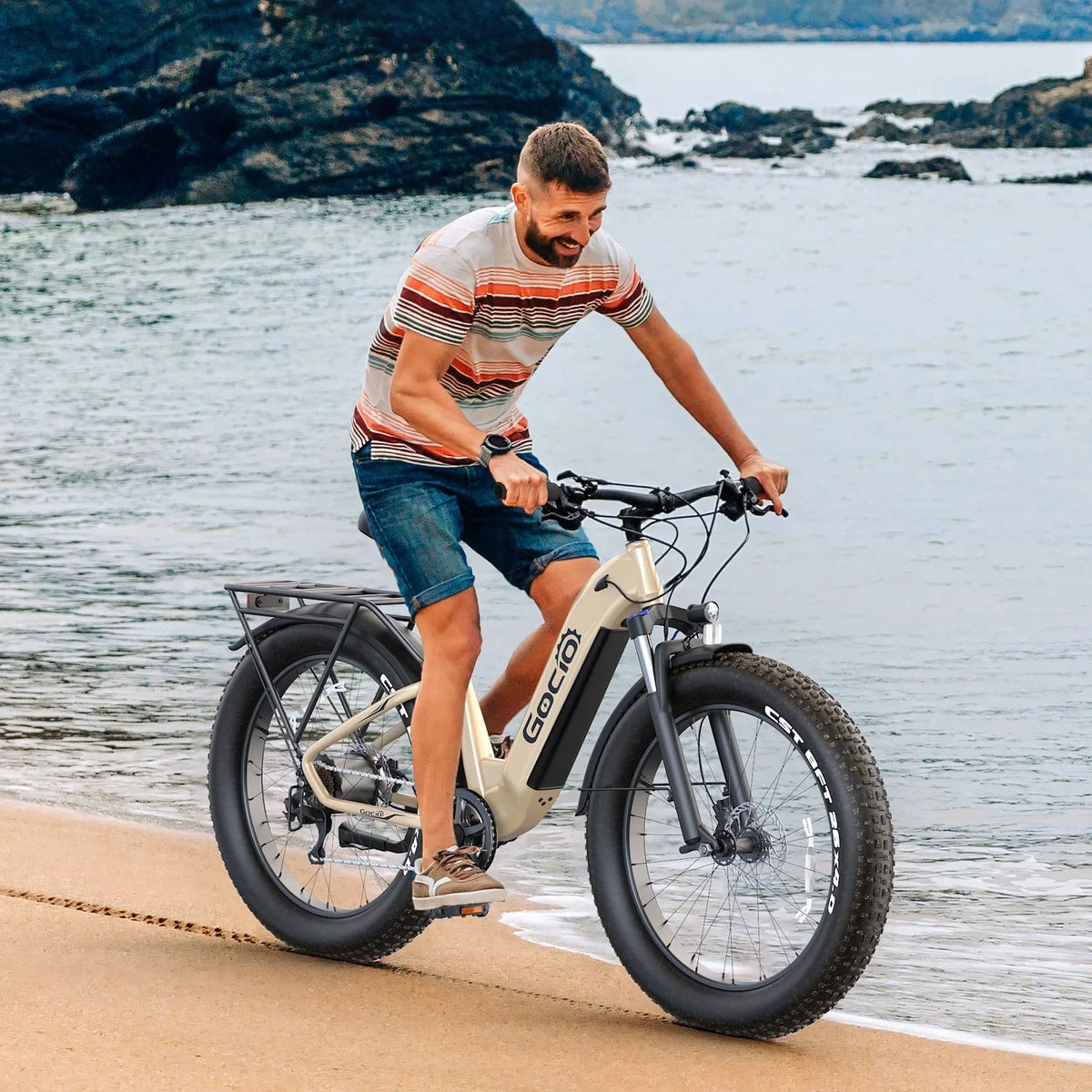 Gocio Electric Bike for Adults, 26" Fat Tire E-Mountain Bike, 1350W Peak Motor 48V 15Ah Battery, 22MPH 7-Speed Ebike for off Road, UL 2849