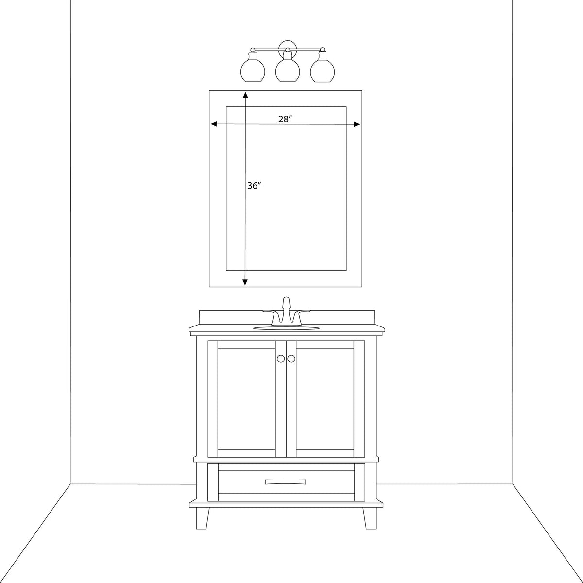 Pendleton Rustic White Framed Wall Mirror, Rectangular Vanity Mirror, Multiple Sizes