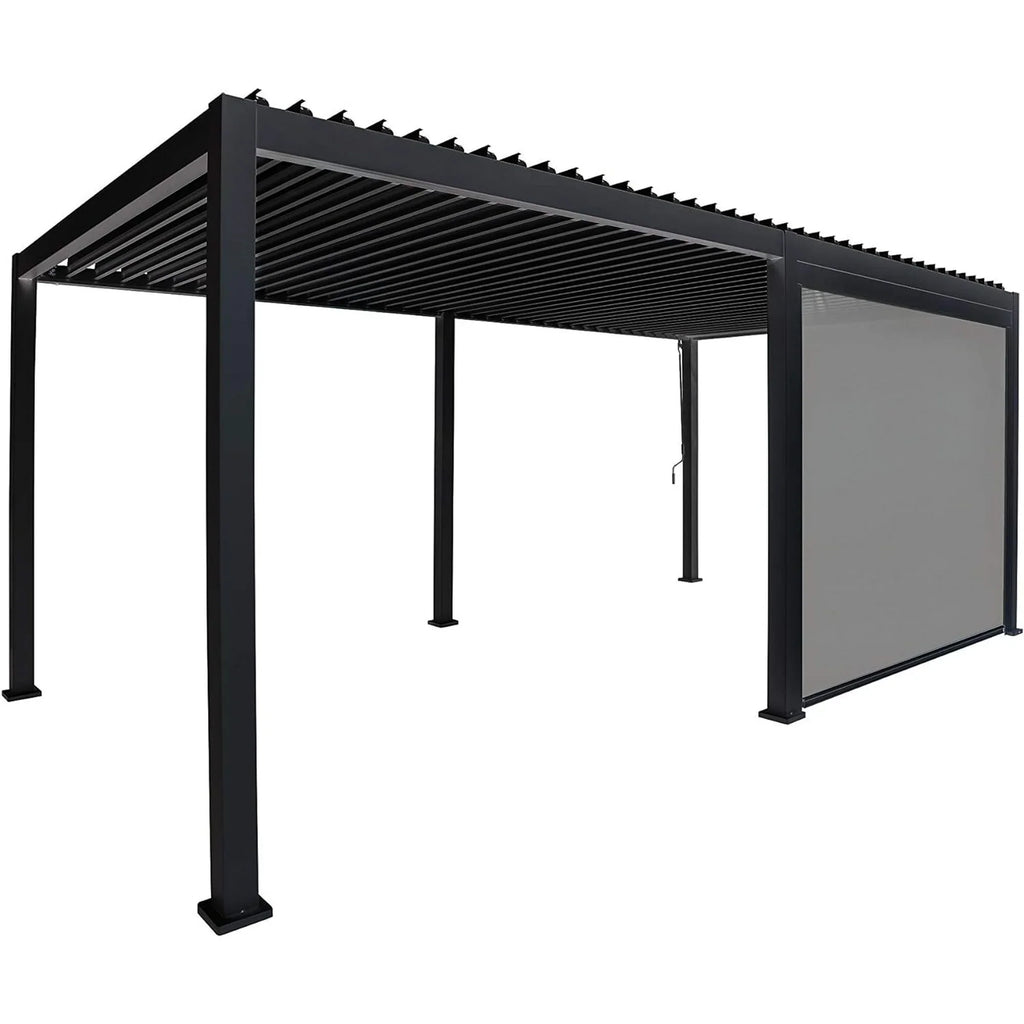 Mirador 111S Pergola Accessories, 1/3 10' Side Aluminum Deco Wall Screen, Charcoal (Not Pergola)