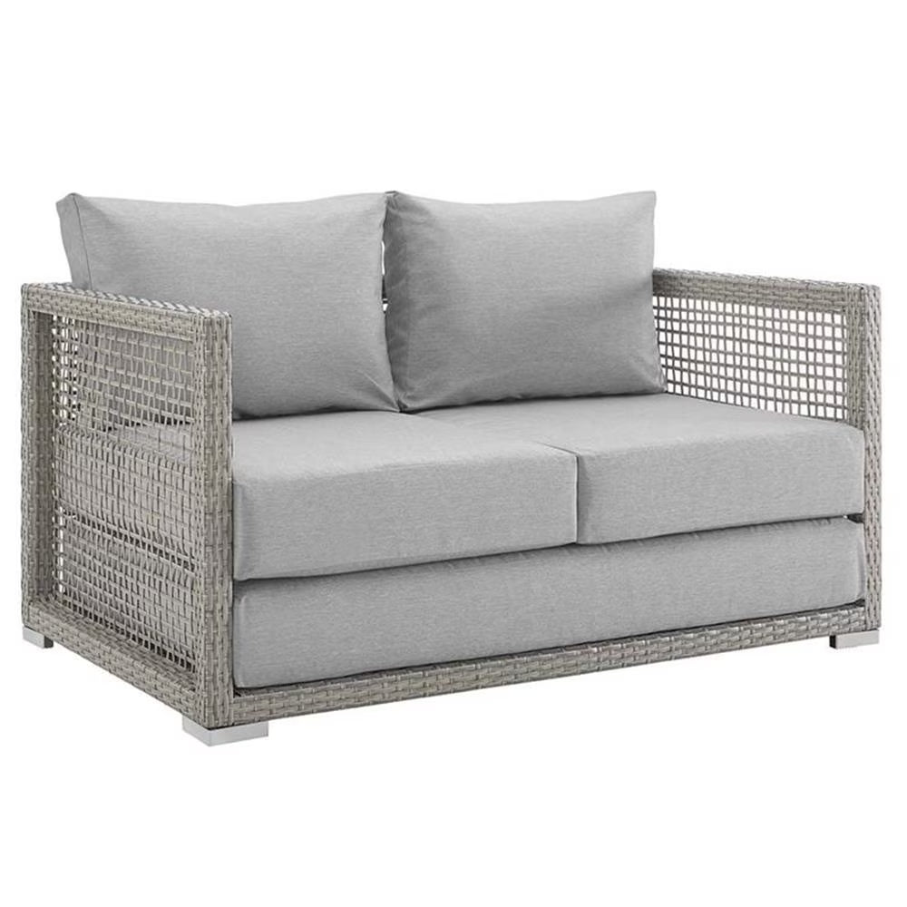 Afuera Living Wicker Patio Loveseat in Gray