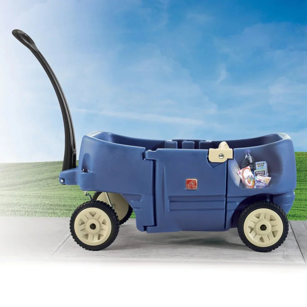 Step2 Wagon for Two Plus Blue Foldable Wagon for Kids with Seats