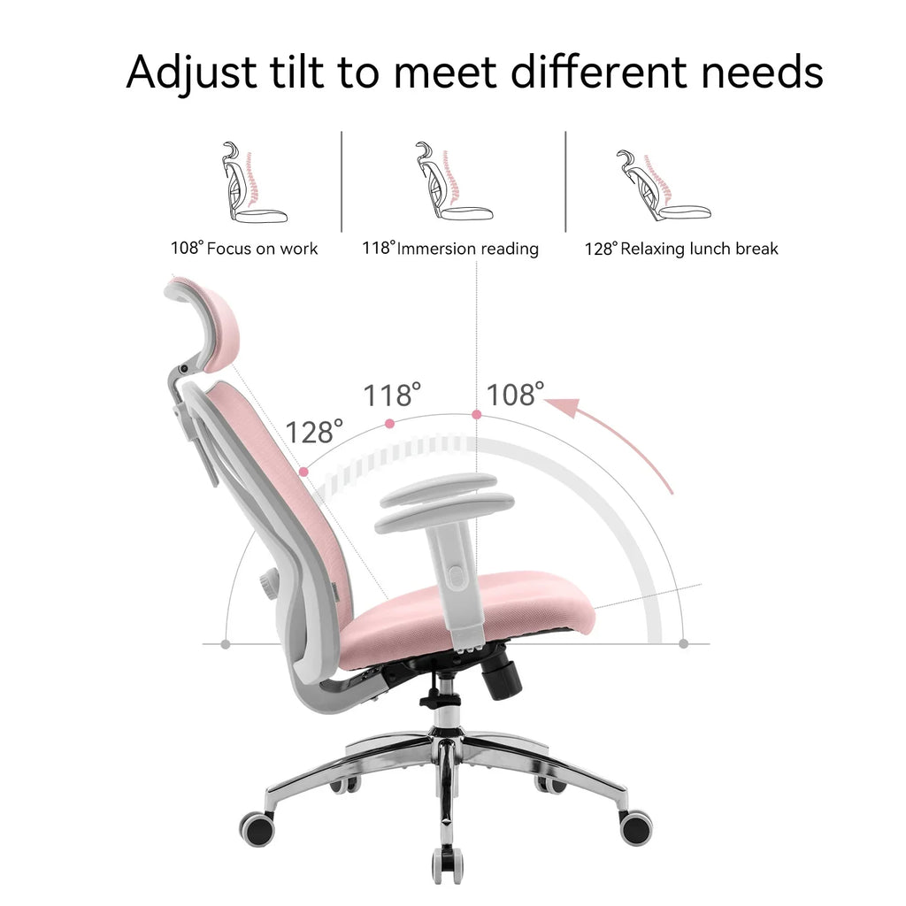 SIHOO M18 Mesh Ergonomic Office Chair with Adjustable Lumbar Support, High Back, Black