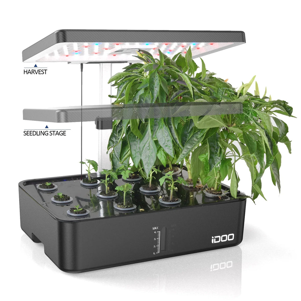 iDOO 12Pods Indoor Herb Garden Kit, Hydroponics Growing System with LED Grow Light