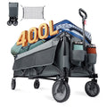 TIMBER RIDGE 400L Collapsible Wagon with Cargo Net, 51.2'' Extended Foldable Heavy Duty Cart for Sports, Shopping, Camping, Grey