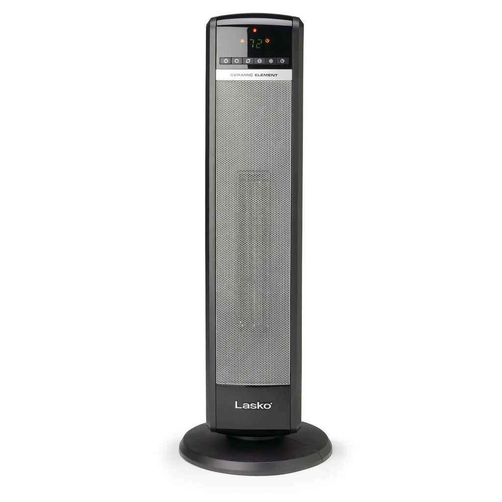 Lasko 29" 1500W Ceramic Tower Space Heater with Thermostat, Remote, Black, CT30754