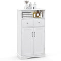 Costway Bathroom Floor Cabinet Freestanding Storage Cabinet with 2 Doors White