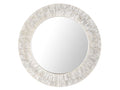 Kouboo Round Capiz Seashell Sunray Wall Mirror, Round Wall Mirror, Mirror For Bathroom Bedroom Living Room Entryway, Natural White