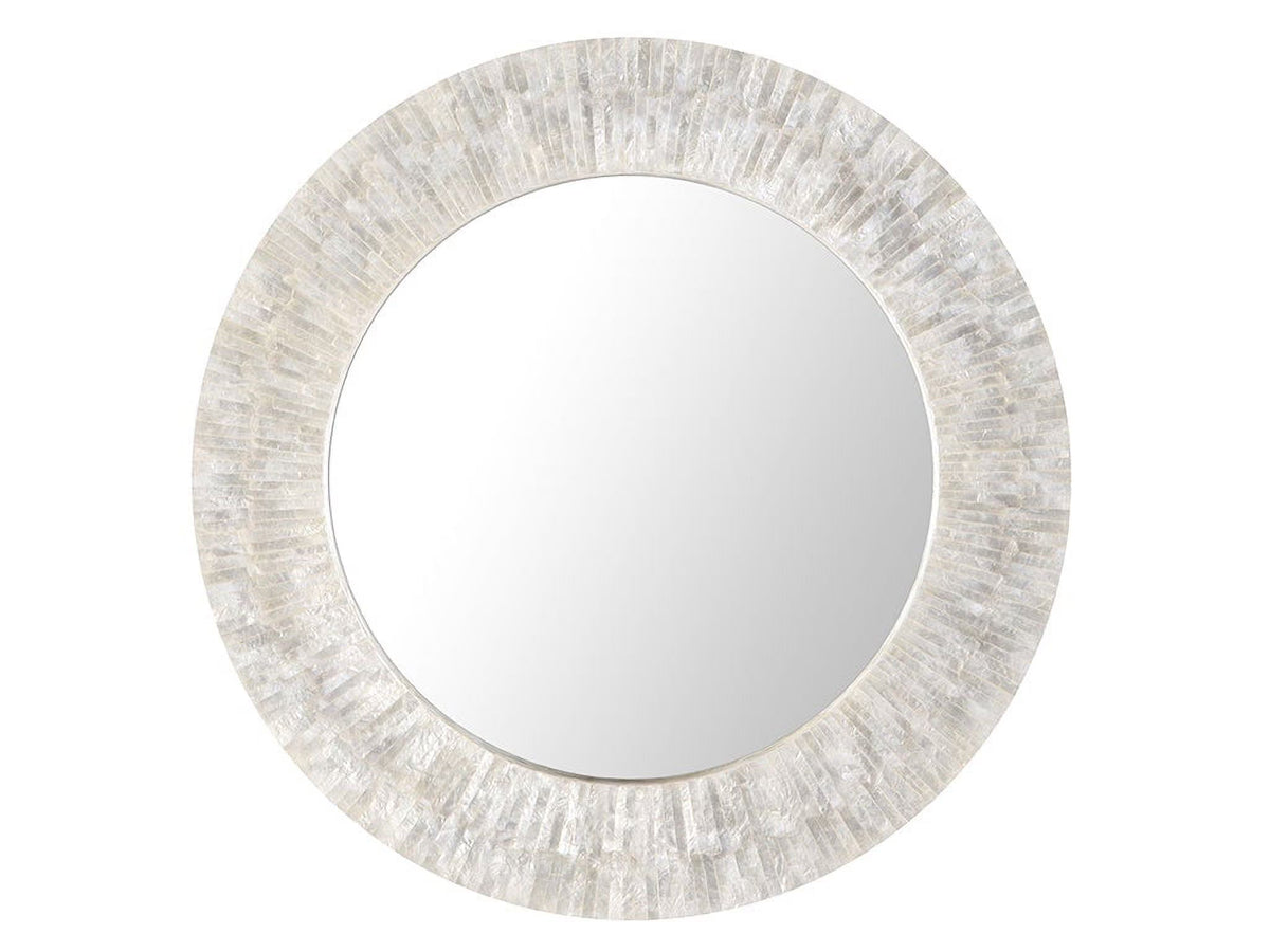 Kouboo Round Capiz Seashell Sunray Wall Mirror, Round Wall Mirror, Mirror For Bathroom Bedroom Living Room Entryway, Natural White