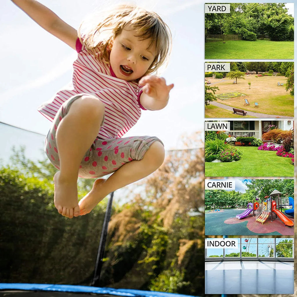 SUGIFT 10ft Trampoline with Safe Enclosure Net 680 lbs Outdoor Fitness Trampoline, Blue