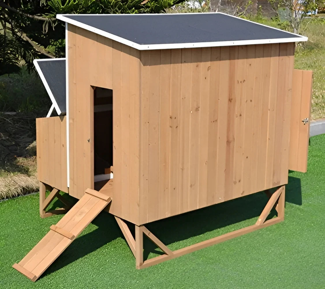 omitree Wooden Chicken Coop Hen House with 4 Nesting Boxes, Fits 4-8 Chickens