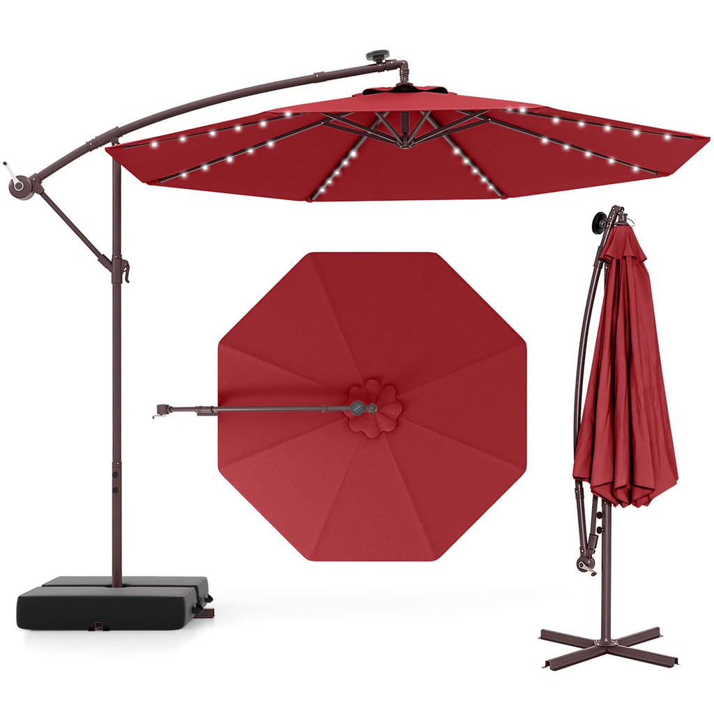 Costway 98.40" Navy Cantilever Patio Umbrella, Base-Included