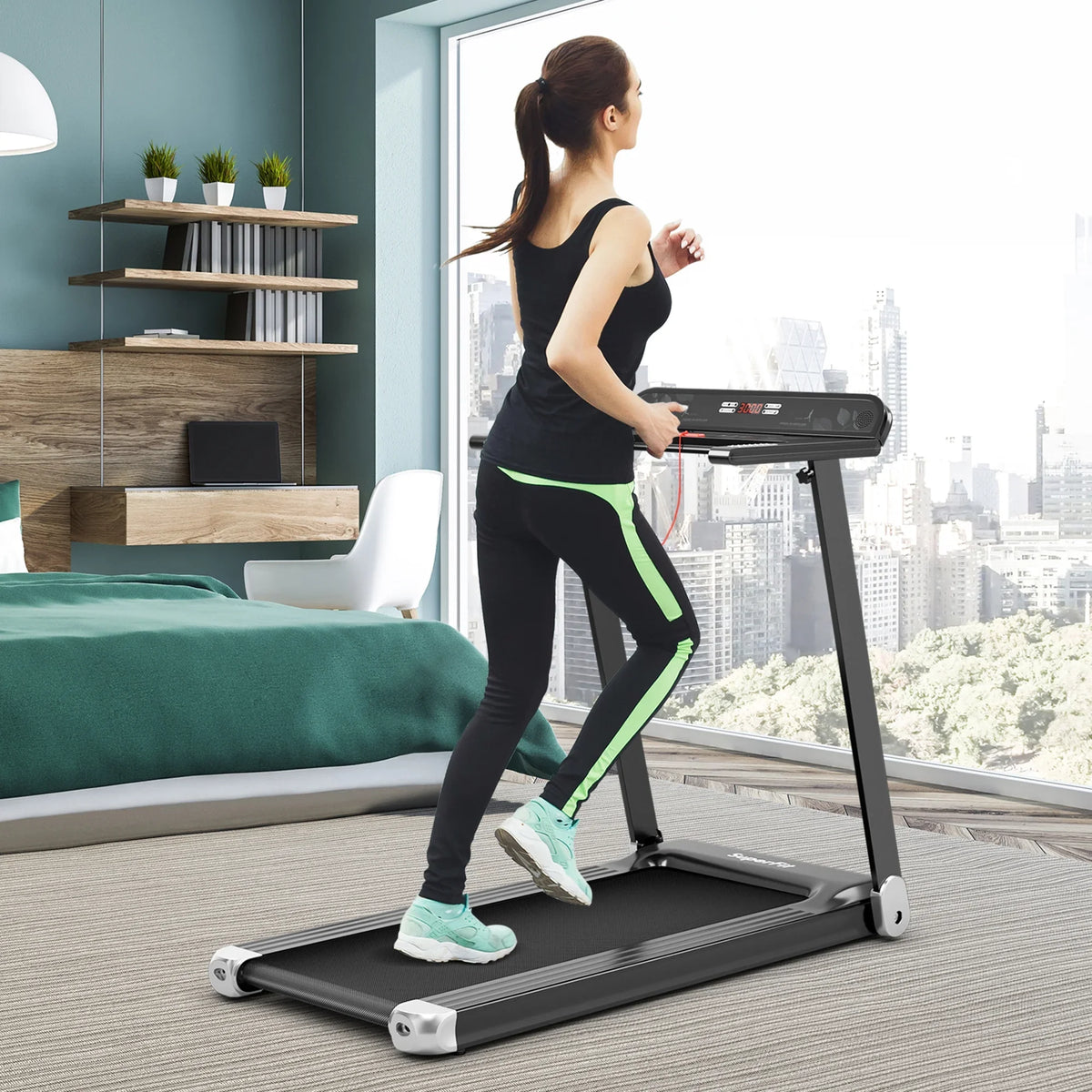 Gymax Electric Folding Treadmill Portable Cardio Running Machine w/ APP Control Red