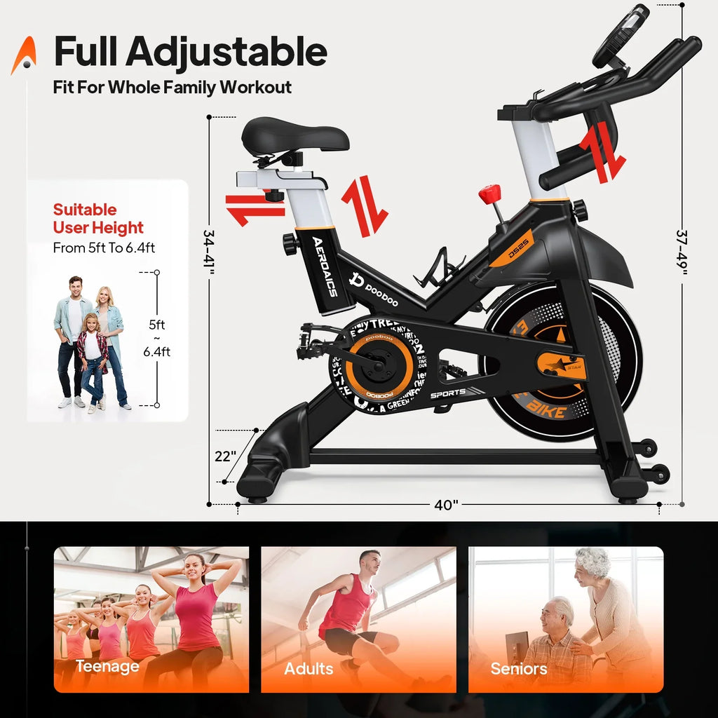 Pooboo Stationary Exercise Bike Indoor Cycling Bike Cycle Bicycle Adjustable Resistance for Home Office Cardio Workout Machine Max Weight 350 lbs